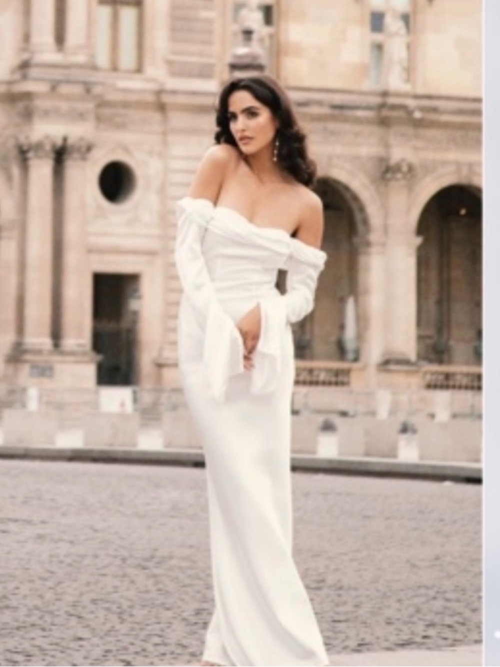 Meshki Giselle off shoulder cowl neck maxi Dress